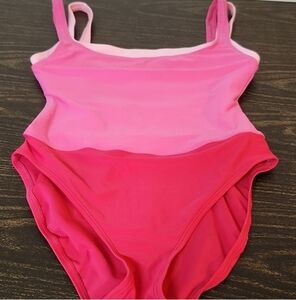 Anne Cole Color Block One Piece Swimsuit Pink Small